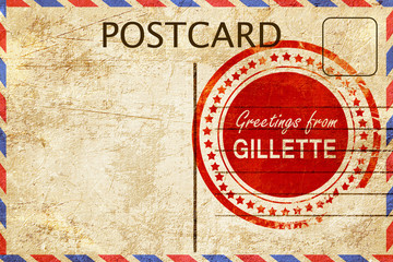 Naklejka premium gillette stamp on a vintage, old postcard
