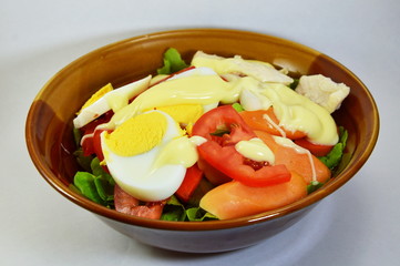 egg and chicken salad dressing mayonnaise in bowl