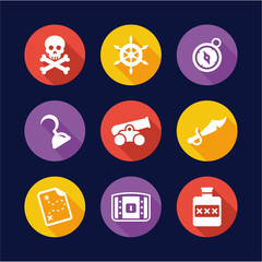 Pirate Icons Flat Design Circle