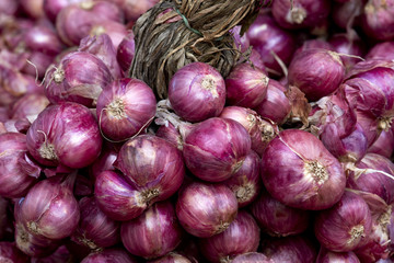 heap  of Shallots in the market