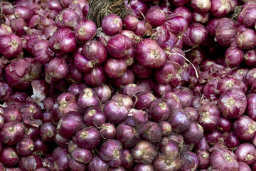 heap  of Shallots in the market