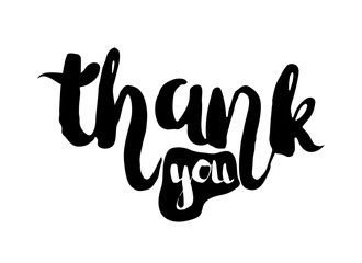 Black and white insulated hand lettering poster stencil. Thank you. Vector