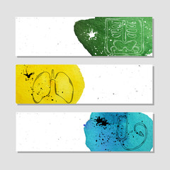 Isolated crumpled paper banner for your design. Devices and objects for diagnostic studies. Vector - 107938735