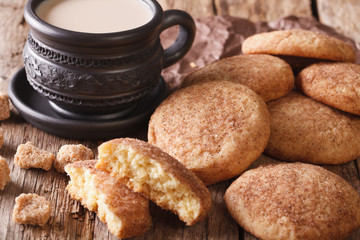 Homemade Snickerdoodle cookies close-up on the table. Horizontal
