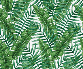 Obrazy na Plexi  Akwarela tropikalna palma pozostawia wzór. Ilustracja wektorowa.