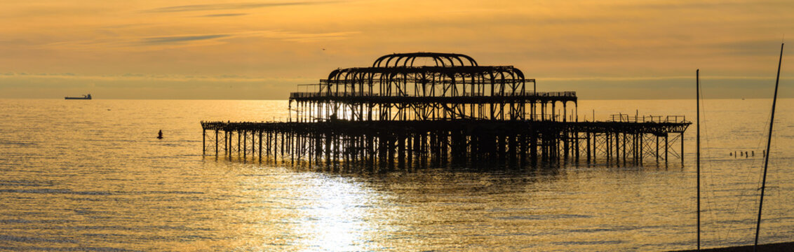 The West Pier at sunset in Brighton