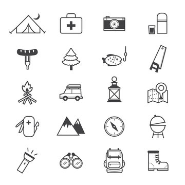 Camping Icons Line