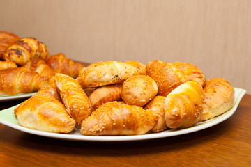 Sweet buns on a tray