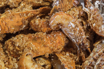 Mantis prawns stir with garlic, Thailand Seafood macro