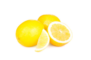 Lemons group isolated on white background