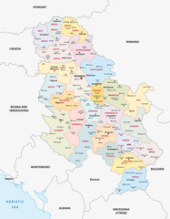 administrative and political map of the Republic of Serbia