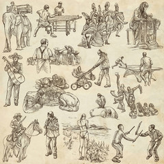 Fototapeta premium An hand drawn, freehand drawing, collection - People