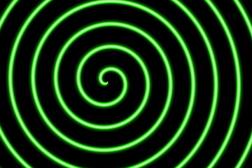 black background with a neon green spiral