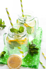 Lemonade with mint in a mason jar