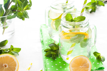 Lemonade with mint in a mason jar