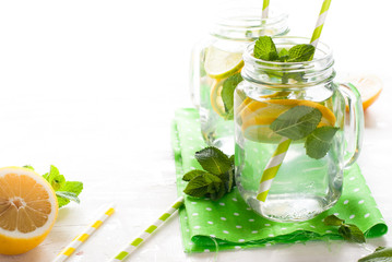 Lemonade with mint in a mason jar