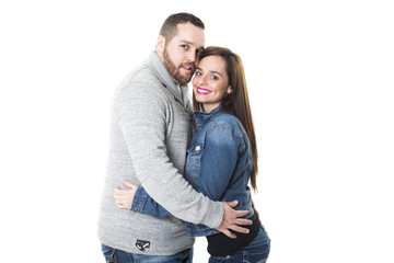 Portrait of attractive young couple smiling,