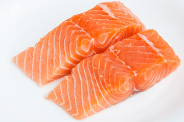 Slices of the fresh salmon