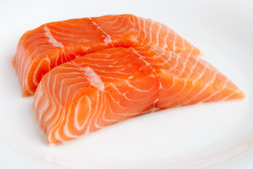 Slices of the fresh salmon