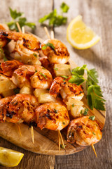 Shrimps skewers