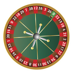 Roulette wheel isolated on white background