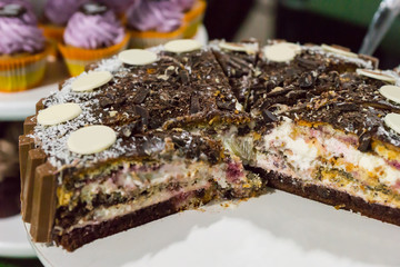 Delicious chocolate cream gateau
