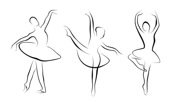 simple vector image of a ballerina in different poses