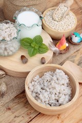 Milk and cooked barley for health delicious.