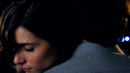 Shy woman in love hugging man strong 4K