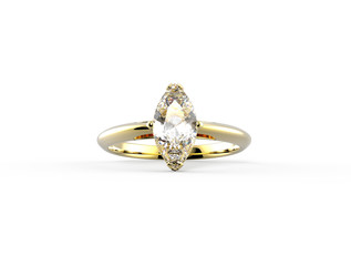 Wedding ring wiith diamond. 3D illustration
