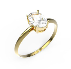 Wedding ring wiith diamond. 3D illustration