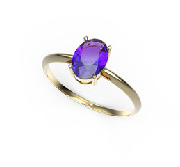 Wedding ring wiith diamond. 3D illustration