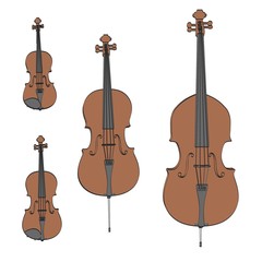 Fototapeta na wymiar 2d cartoon illustration of string instruments