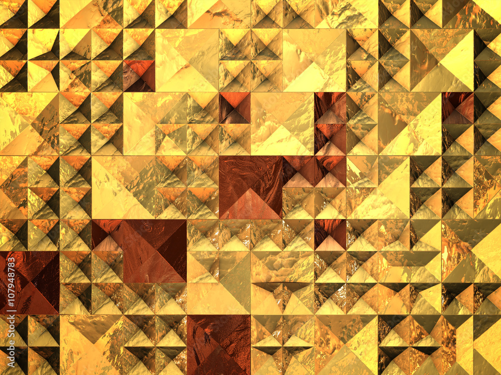 Wall mural 3d illustration ,abstract metallic gold geometric polygon background