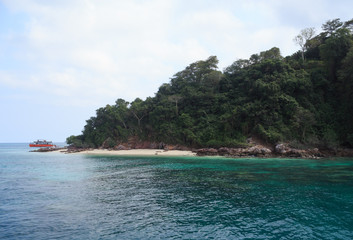 rock island with blue sea landscape view