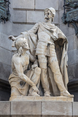 part of the columbus statue in barcelona spain