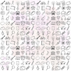 Hand drawn school icons set.