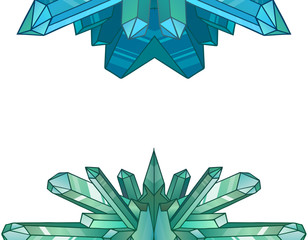 Design elements of cartoon crystals and minerals. Vector elements for design of games, menu cards and your design