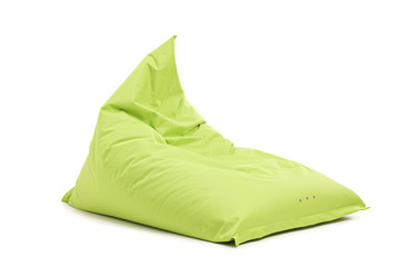 Studio shot of a green beanbag chair