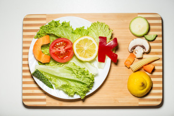 Vegetables in the form of letters