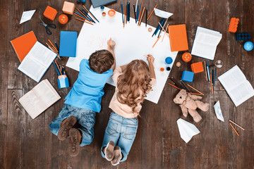 Top view photo of children
