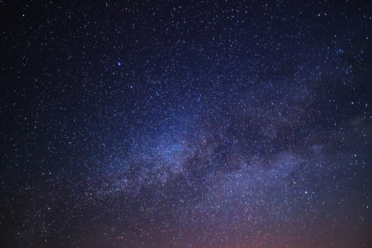 Milky Way galaxy, Long exposure photograph, with grain.