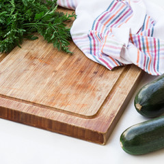 Organic fresh vegetables and cutting board
