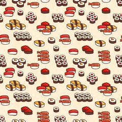 Seamless background with sushi