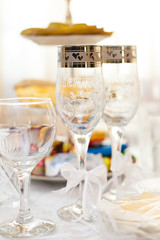 wedding glasses on a holiday table