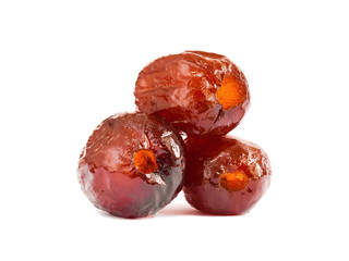 Sweet dried jujube isolated on white background