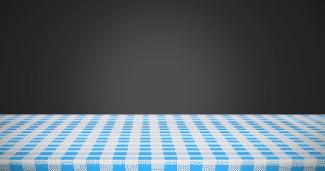 Composite image of part of blue and white tablecloth