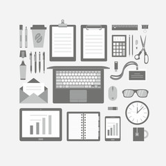Business Items Flat Icons Set