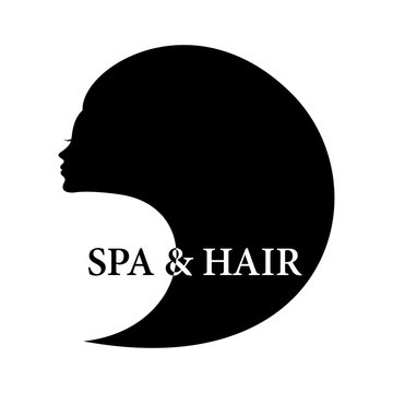 Spa and hair logo, face silhouette in white and black