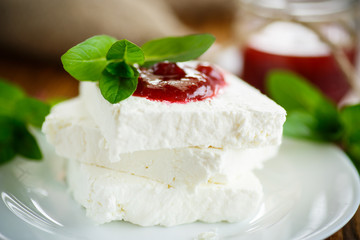 fresh milk cheese with jam